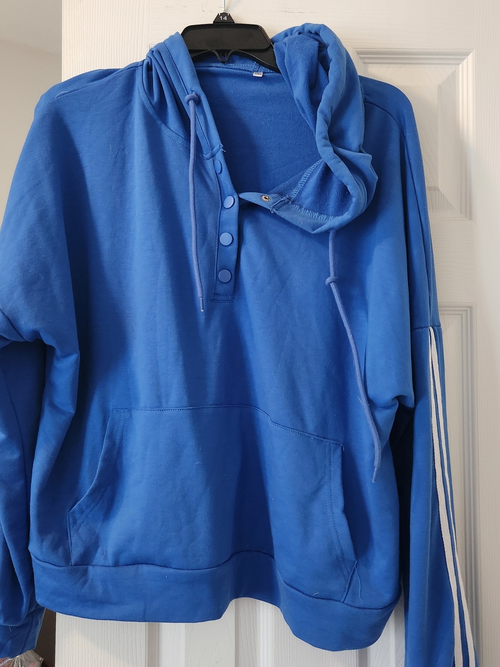 Women's Blue Hooded Pullover warm up suit with bottoms -2XL